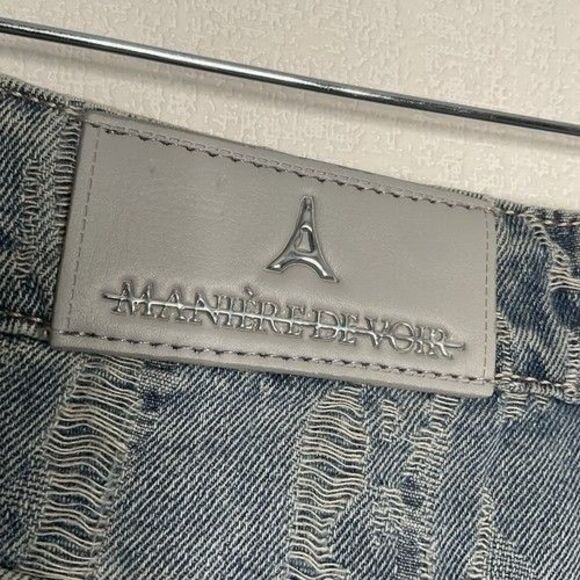 NWOT Maniere De Voir Florence Blue Distressed HiRise Bootcut Jeans Women Size 6 - Picture 4 of 16